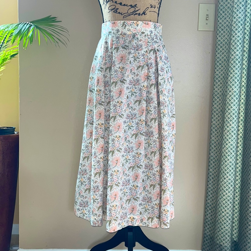 Vintage 90s Floral Midi Skirt